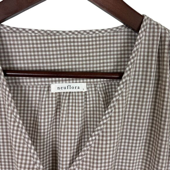 Neuflora Hilton Head Brown Checkered Midi Dress Women’s Large - Picture 8 of 8